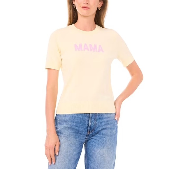 Vince Camuto Sweaters - Vince Camuto Womens Mama Short Sleeve Sweater Yellow XL Pullover NWT